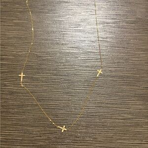 Gold Cross Station Necklace - Delicate Women's Jewelry